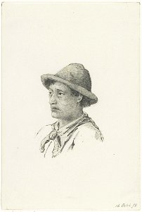 KITLV - 36A239 - Borret, Arnoldus - Indian man wearing a hat - Pencil - 1878-10-16