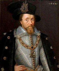 King James I of England and VI of Scotland (1566–1625), by John de Critz the Elder. Free illustration for personal and commercial use.