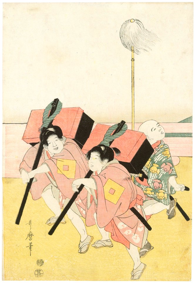 Kitagawa utamaro boys hawking party in front of mount fuji 010436 left