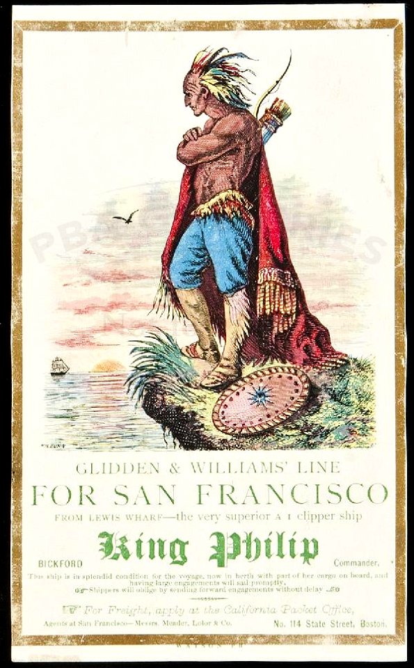 KING PHILIP Clipper ship sailing card 37614 2
