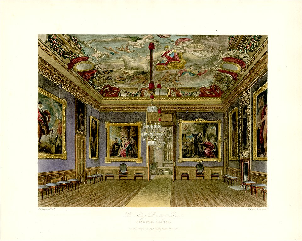 King's Drawing Room, Windsor Castle, from Pyne's Royal Residences, 1819 - panteek pyn9-142