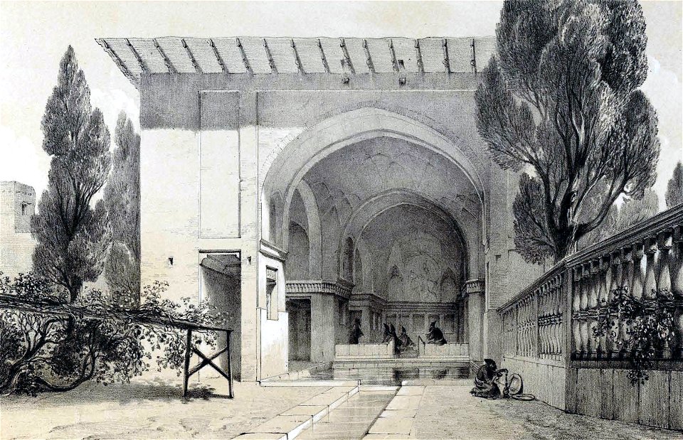 Kiosk Fin - Fin , near Kashan by Eugène Flandin