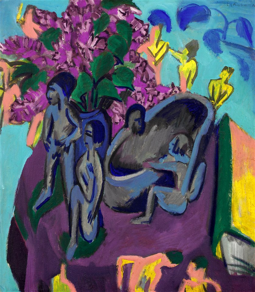 Kirchner - Stilleben mit Plastiken und Blumen
