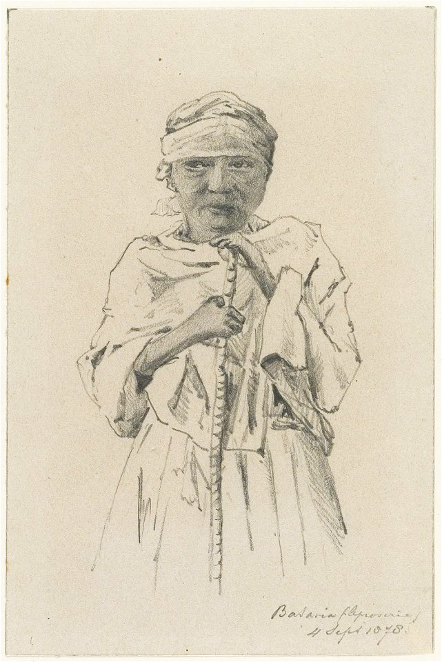 KITLV - 36A235 - Borret, Arnoldus - Leper woman (Saartje Doolhof) - Pencil - 1878-09-04