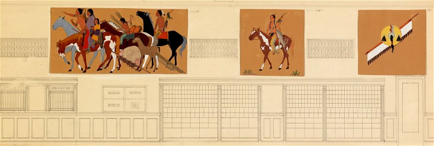 Kiowas Moving Camp (mural study, Anadarko, Oklahoma federal building) SAAM-1974.28.370 1
