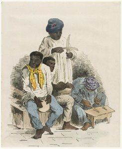 KITLV - 36C185 - Borret, Arnoldus - Negro musicians - Water colour - Circa 1880