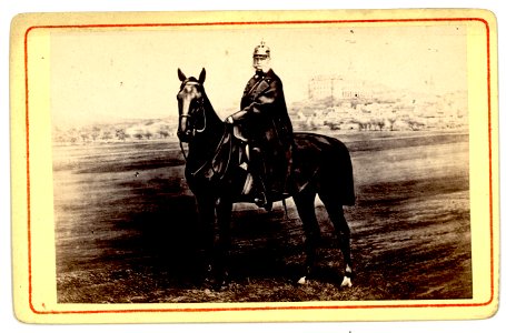 King of Prussia, Wilhelm I, on horse, c. 1865-1875. Free illustration for personal and commercial use.