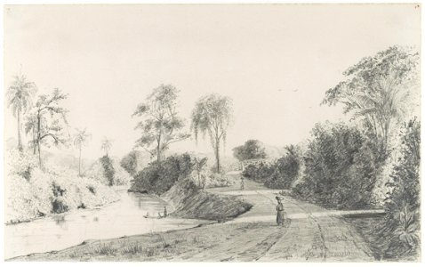 KITLV - 37A215 - Borret, Arnoldus - Path of Wanica - Pencil - 1881