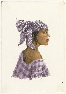 KITLV - 36B231 - Borret, Arnoldus - Woman with a headscarf in profile - Water colour - Circa 1880
