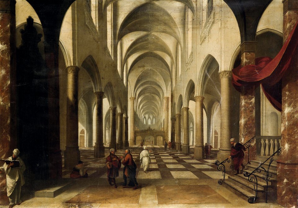 Kircheninterieur mit Figuren (flämisch 17 Jh)