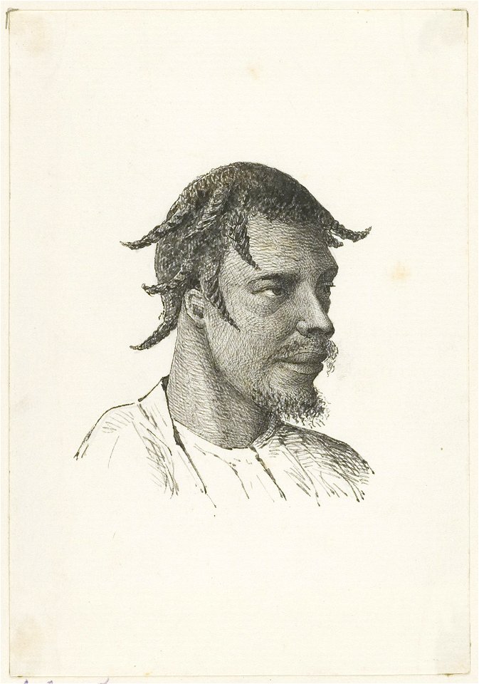 KITLV - 36B284 - Borret, Arnoldus - Man with braided hair - Pen and ink - Circa 1880