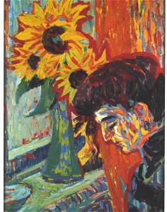 Kirchner - Frauenkopf vor Sonnenblumen