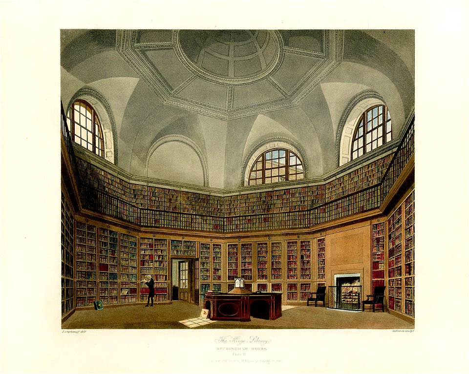 King's Library, Buckingham House, Plate II, from Pyne's Royal Residences, 1819 - panteek pyn68-362