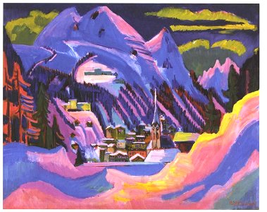 Kirchner - Davos im Schnee. Free illustration for personal and commercial use.
