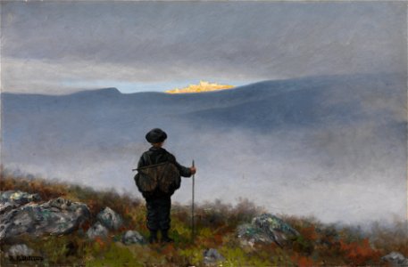 Theodor Kittelsen - Far, far away Soria Moria Palace shimmered like Gold - Google Art Project. Free illustration for personal and commercial use.
