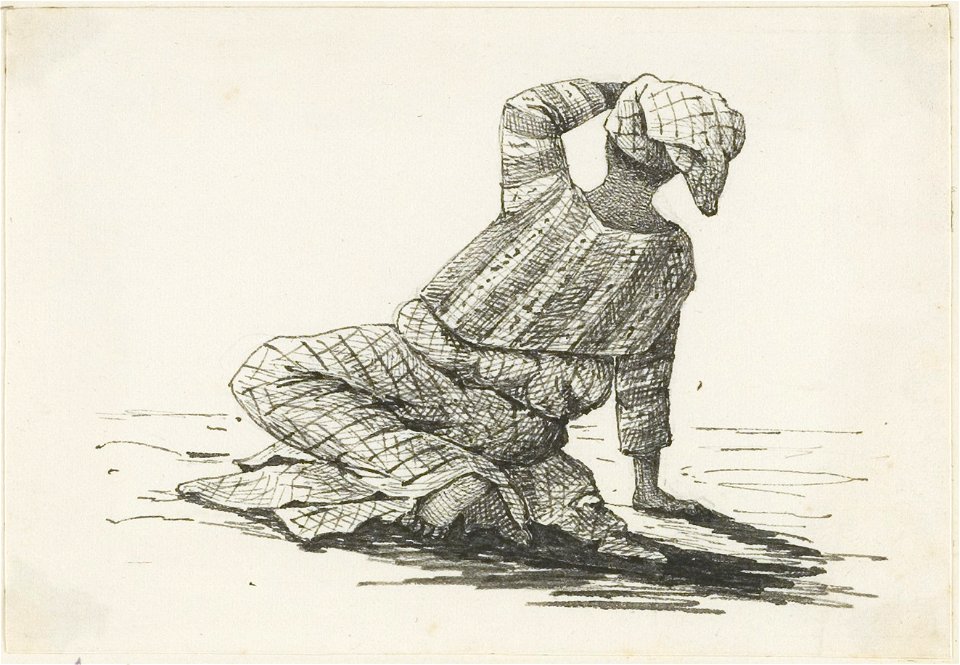 KITLV - 36B268 - Borret, Arnoldus - Kneeling kotomisi - Pen and ink - Circa 1880
