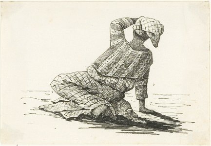KITLV - 36B268 - Borret, Arnoldus - Kneeling kotomisi - Pen and ink - Circa 1880