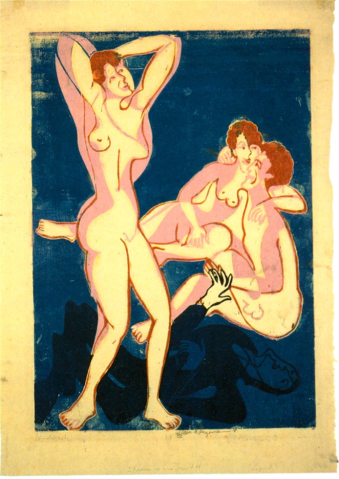 Ernst Ludwig Kirchner - Drei Akte und liegender Mann - 1934
