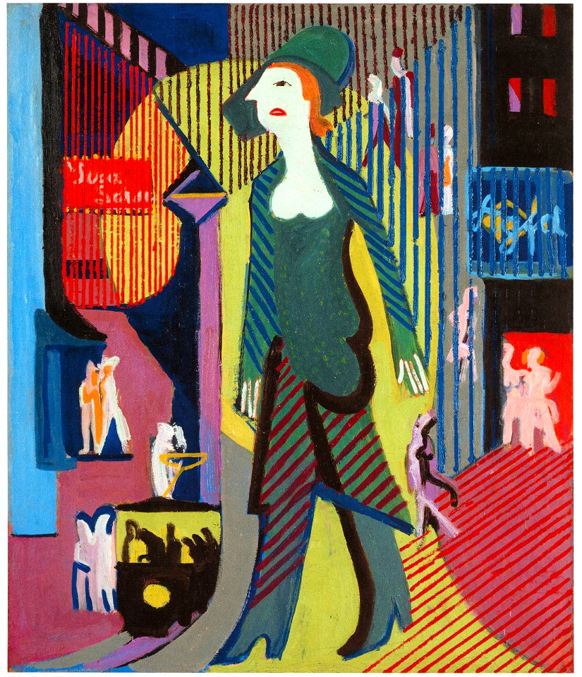 Kirchner - Nachtfrau - Frau geht über nächtliche Straße - 1928-29