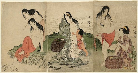 Kitagawa Utamaro - Abalone Divers - MFA Boston 21.7353-5. Free illustration for personal and commercial use.