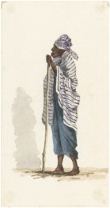 KITLV - 36B235 - Borret, Arnoldus - Old woman with stick - Water colour - Circa 1880