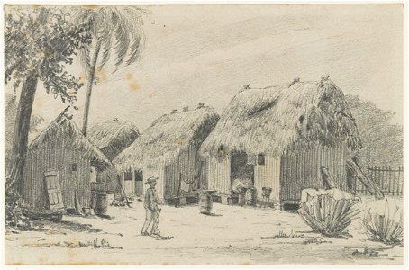 KITLV - 36C193 - Borret, Arnoldus - Houses of lepers - Pencil - Circa 1880