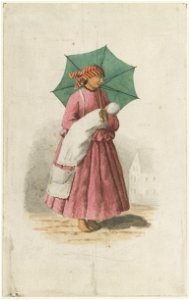 KITLV - 36A226 - Borret, Arnoldus - Nanny with a European baby in her arms - Pencil Water colour - Circa 1880