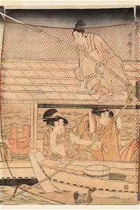 Kitagawa Utamaro (Japanese, 1753^-1806) - Net Fishing at Night on the Sumida River - 1916.1116.b - Cleveland Museum of Art