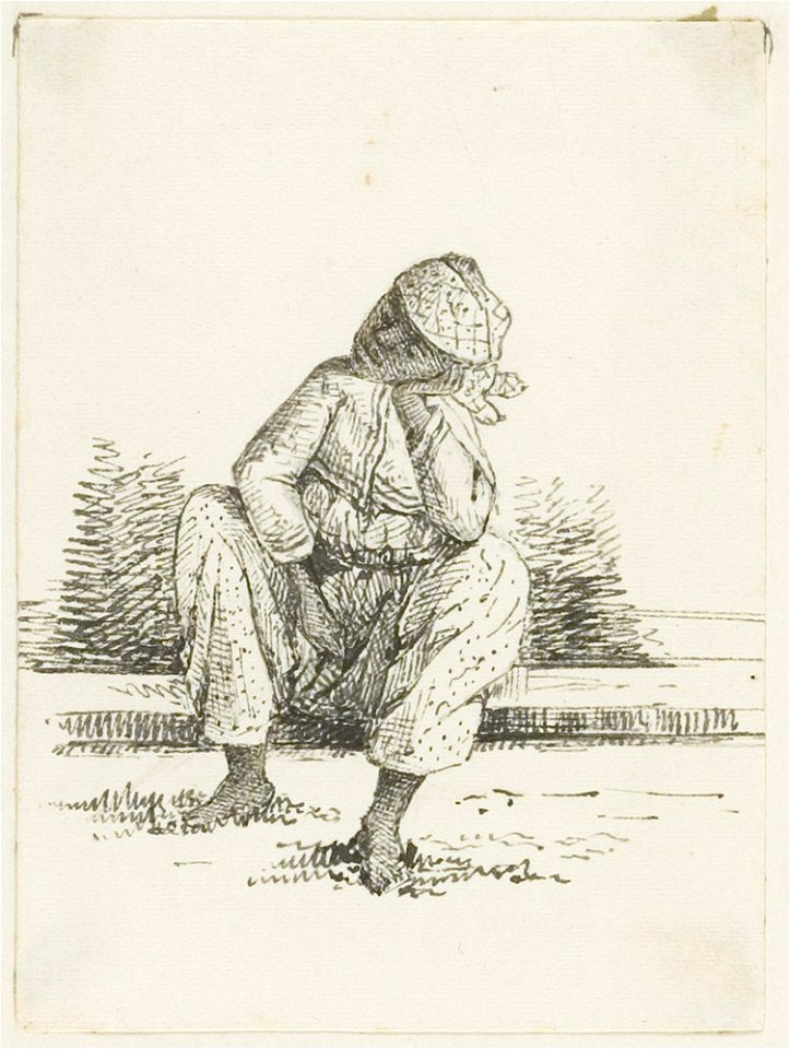 KITLV - 36B273 - Borret, Arnoldus - Seated kotomisi - Pen and ink - Circa 1880
