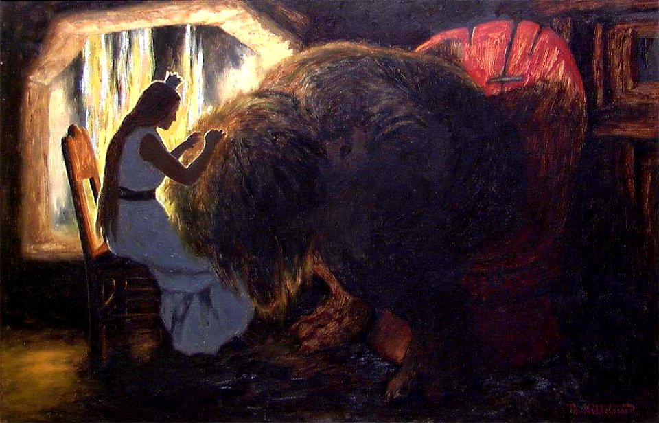 Theodor Kittelsen - The Princess picking Lice from the Troll - NG.M.00554 - National Museum of Art, Architecture and Design. Free illustration for personal and commercial use.