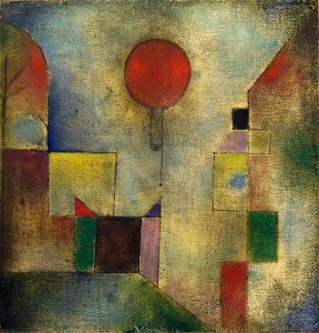 Paul Klee, 1922, Red Balloon, oil on chalk-primed gauze, mounted on board, 31.7 x 31.1 cm, Solomon R. Guggenheim Museum. Free illustration for personal and commercial use.