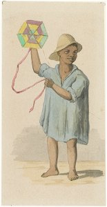 KITLV - 36A230 - Borret, Arnoldus - Boy with kite - Water colour - Circa 1880. Free illustration for personal and commercial use.