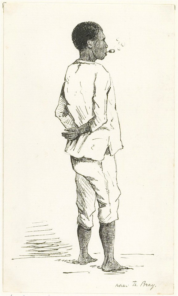 KITLV - 36A234 - Borret, Arnoldus - Man smoking a pipe - Pen and ink - Circa 1880