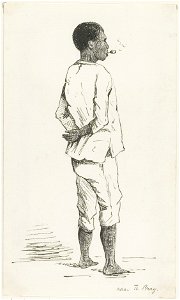 KITLV - 36A234 - Borret, Arnoldus - Man smoking a pipe - Pen and ink - Circa 1880