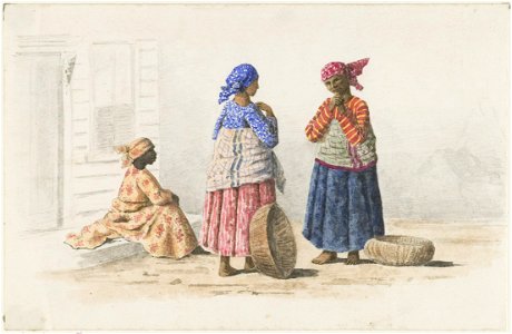 KITLV - 36A241 - Borret, Arnoldus - Three women - Water colour - Circa 1880