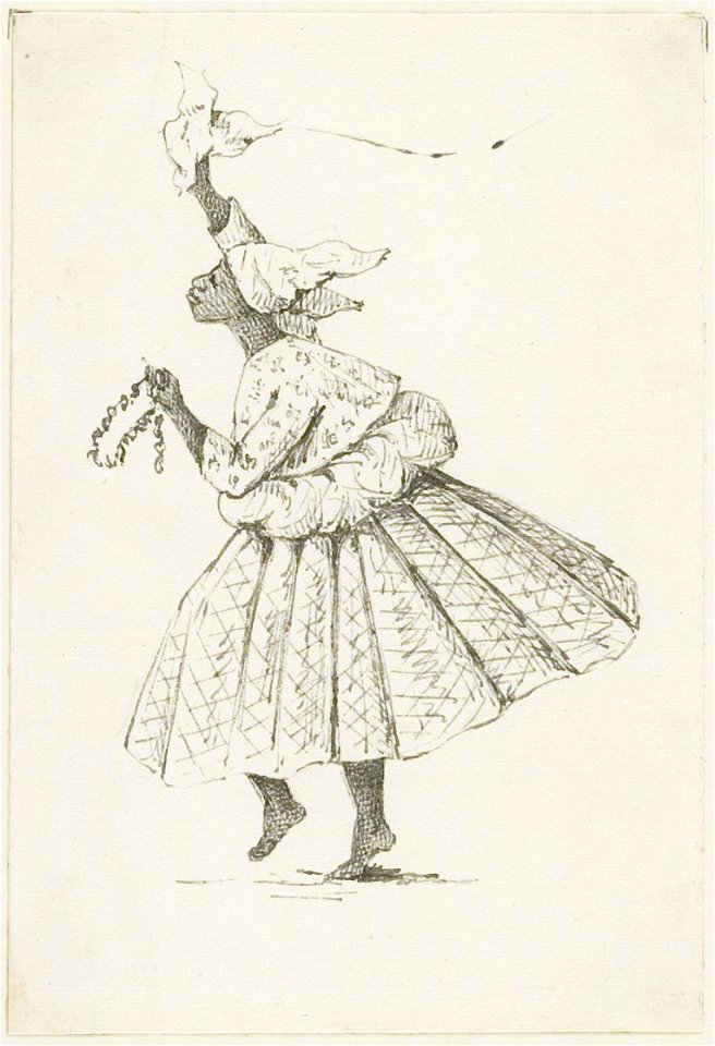 KITLV - 36B266 - Borret, Arnoldus - Dancing kotomisi - Pen and ink - Circa 1880