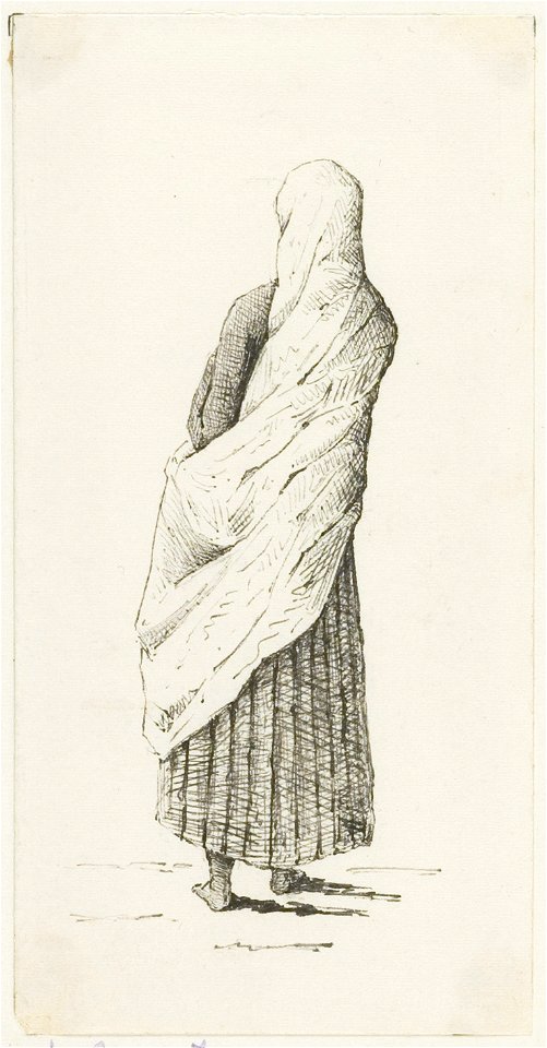 KITLV - 36B279 - Borret, Arnoldus - Hindu woman seen from the back - Pen and ink - Circa 1880