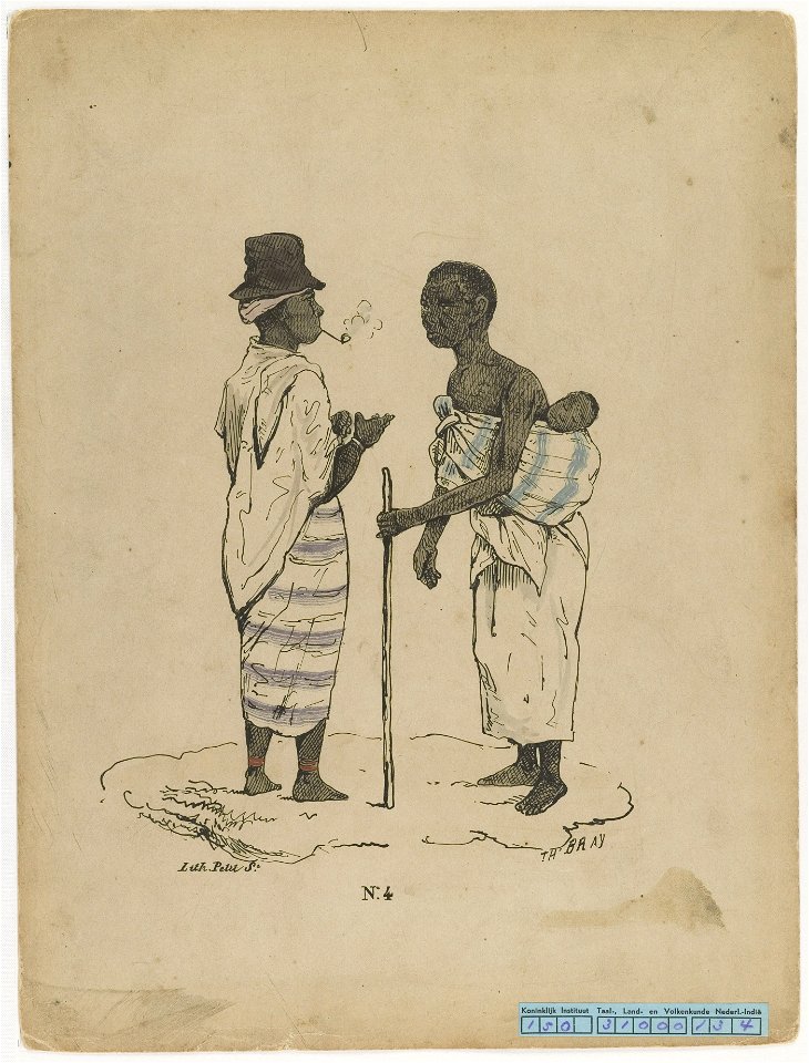 KITLV - 36C332 - Bray, Th. - Petit - Field maid and babysitter (Creole mama) - Colour lithography - 1850