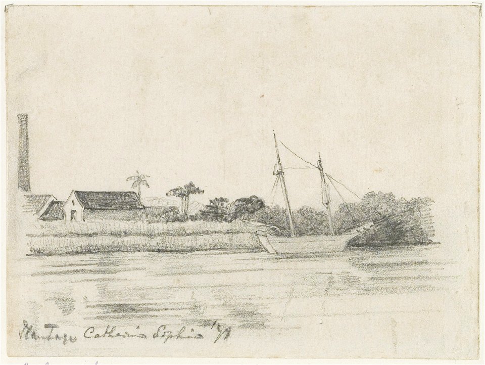 KITLV - 36A244 - Borret, Arnoldus - Plantation Catharina Sophia in Surinam - Pencil - 1878