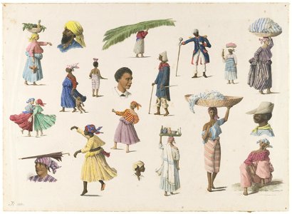 KITLV - 37A210 - Borret, Arnoldus - Various human types of Surinam - Water colour - 1881