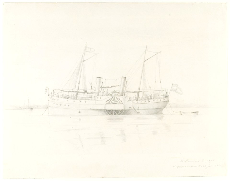 KITLV - 37A222 - Borret, Arnoldus - The steamer Curaçao quarantined - Pencil - 1881-07-05- 1881-07-26