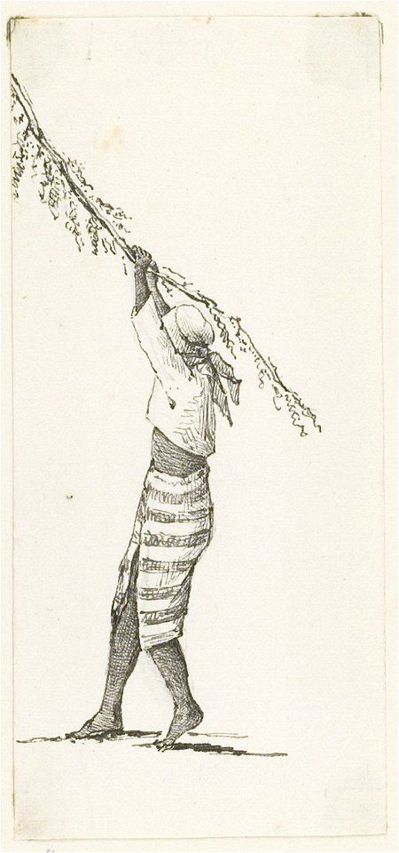 KITLV - 36B269 - Borret, Arnoldus - Woman holding on to a tree branch - Pen and ink - Circa 1880