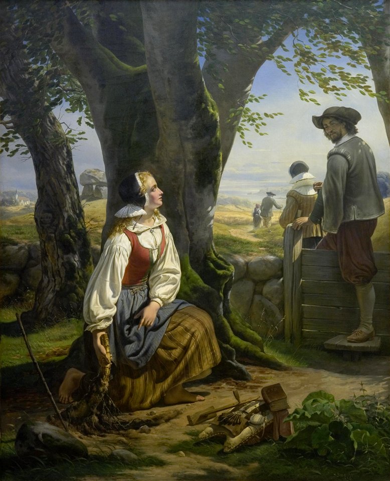 Kirsten svendsdatter finder guldhornet (1859) by niels simonsen