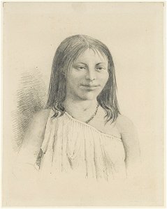 KITLV - 36C186 - Borret, Arnoldus - Portrait of an Indian woman, Surinam - Pencil - Circa 1880