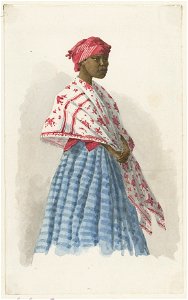 KITLV - 36A216 - Borret, Arnoldus - Kotomisi with shawl - Water colour - Circa 1880