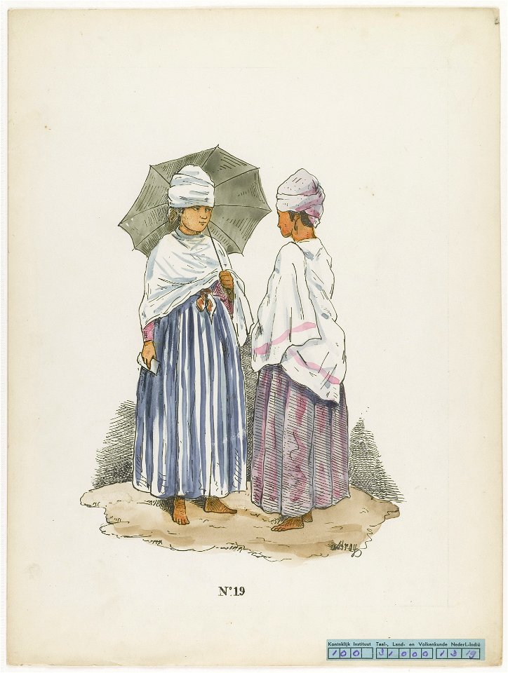 KITLV - 36C347 - Bray, Th. - Petit - Female city slaves - Colour lithography - 1850