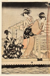 Kitagawa Utamaro (Japanese, 1753^-1806) - Net Fishing at Night on the Sumida River - 1916.1116.a - Cleveland Museum of Art