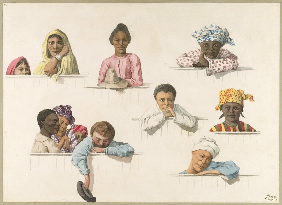 KITLV - 37A208 - Borret, Arnoldus - Attentive audience in the Courtroom - Water colour - 1881-08-20