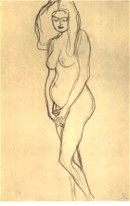 Klimt - Akt einer Schwangeren nach links