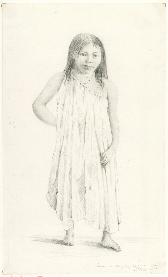 KITLV - 36A238 - Borret, Arnoldus - Indian woman, Surinam Indian camp on the Coppename - Pencil - 1878-09-04